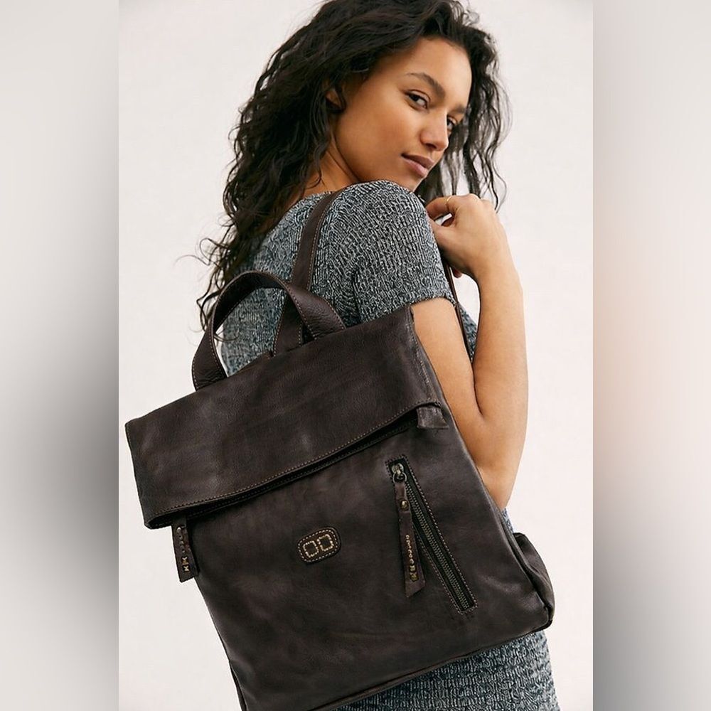 Bed Stu Howie Leather Backpack Dark Brown Rustic Boho Urban Moto Grunge Casual